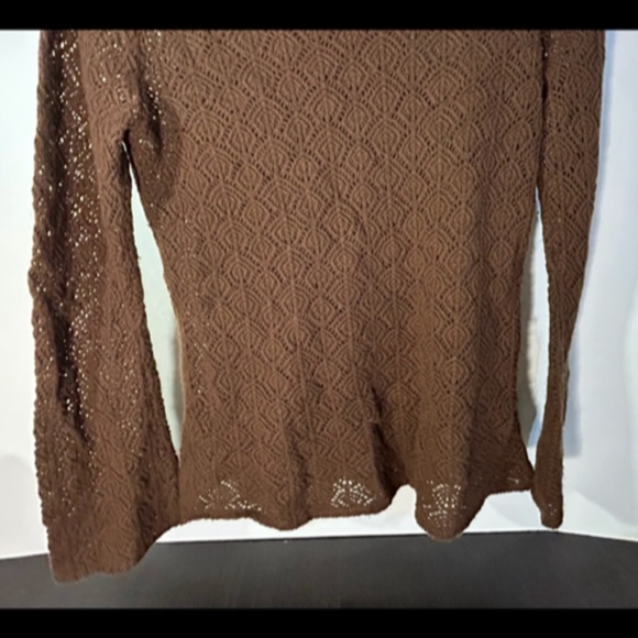 Magaschoni Long Sleeve Open Knit Cashmere Sweater Brown Size L - Picture 9 of 12